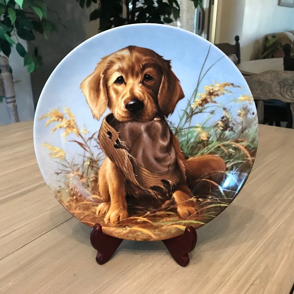 Golden Retriever Collection Plate No. 5888K "Caught In The Act"